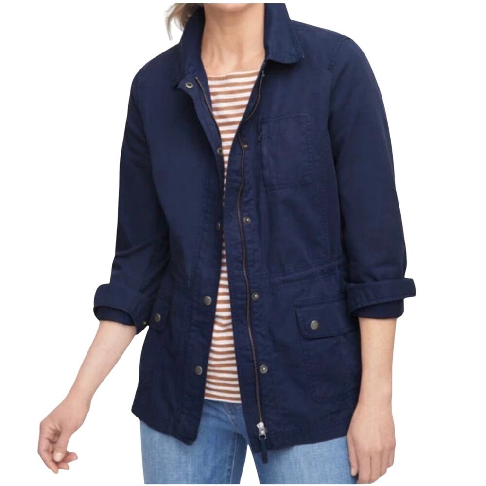 Talbots Womens navy blue light cotton/nylon jacket Size 4
